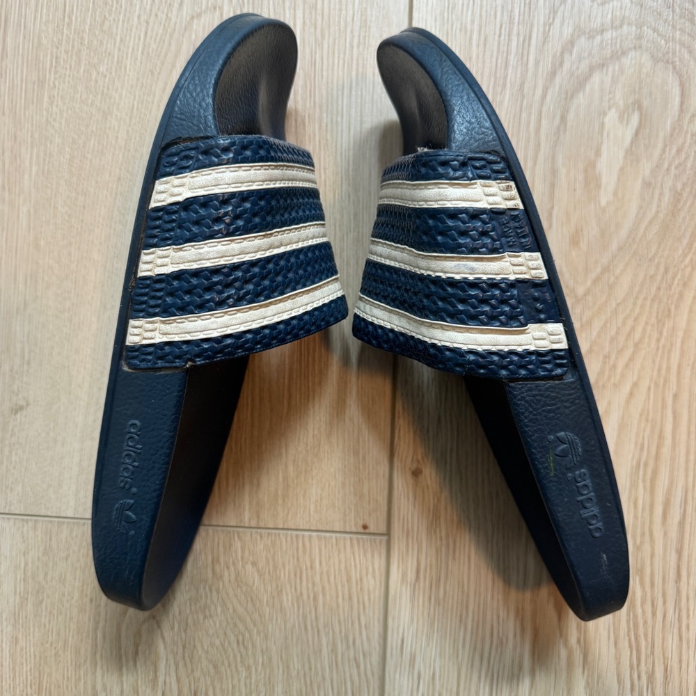 Adidas Navy and Cream Slides